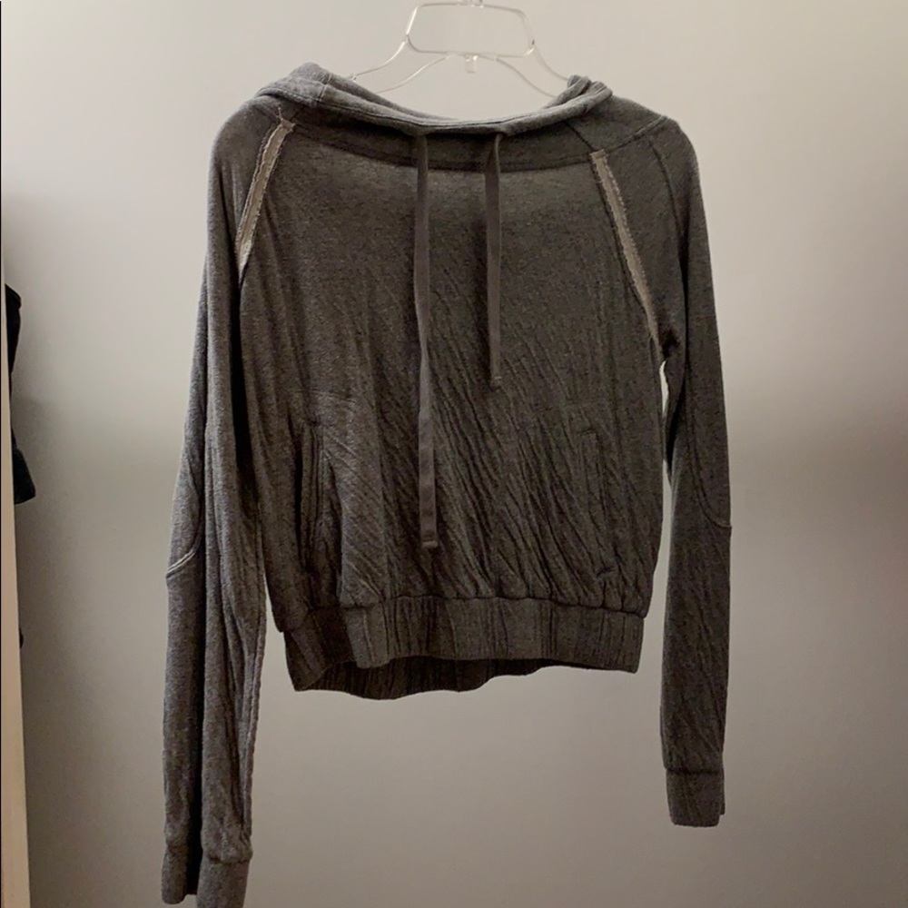 Free People cropped gray hoodie